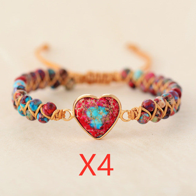 Rotes Kaisersteinarmband Pfirsichherz Liebesarmband Geflochtenes Armband