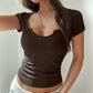 Women's Slim-fit Street Thread Short-sleeved Top