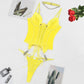 Damenbekleidung Transparentes Mesh Sexy Schnür-Shapewear Dreiteiliges Set