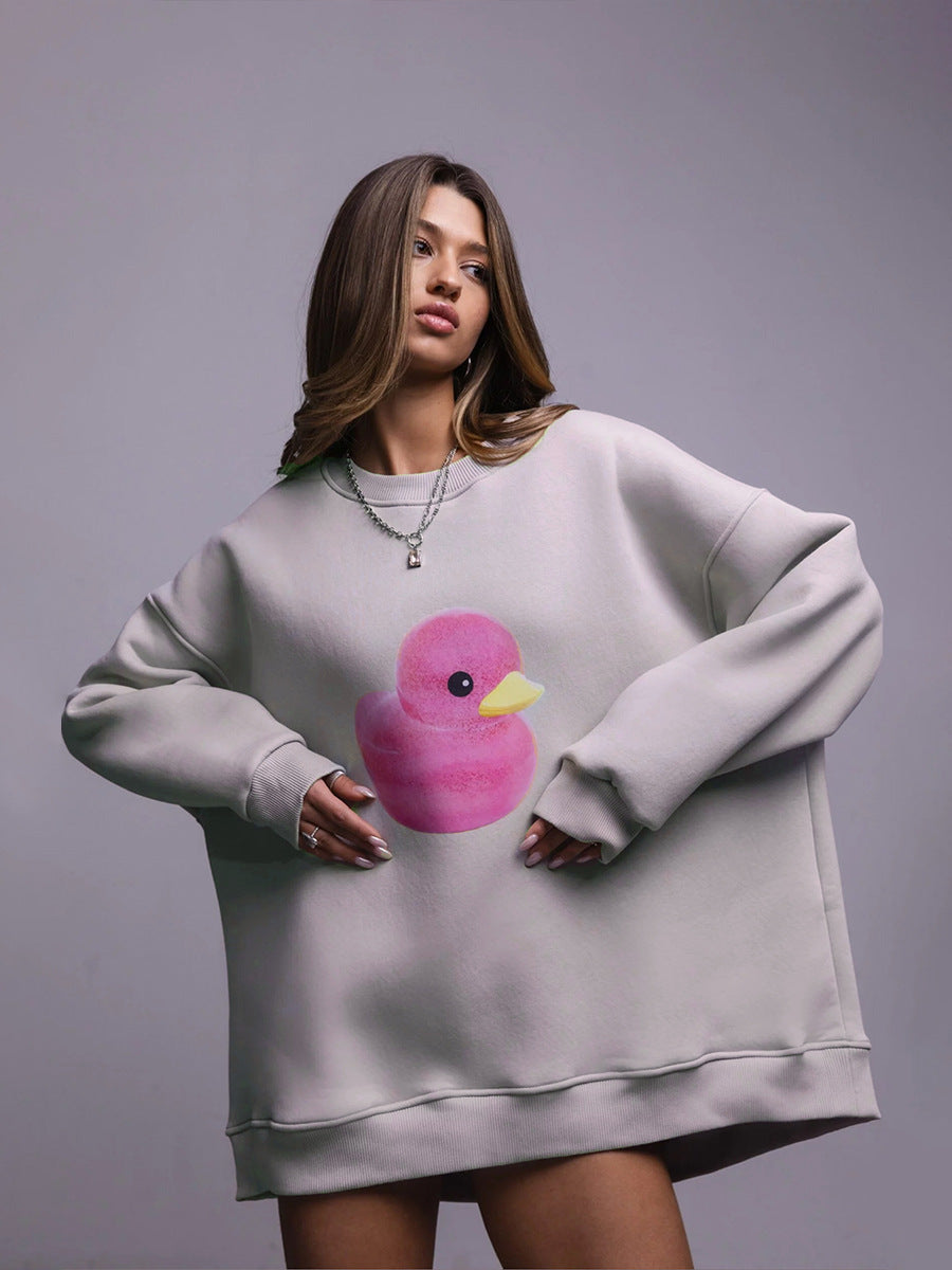 Maglione semplice con stampa a papera per donna