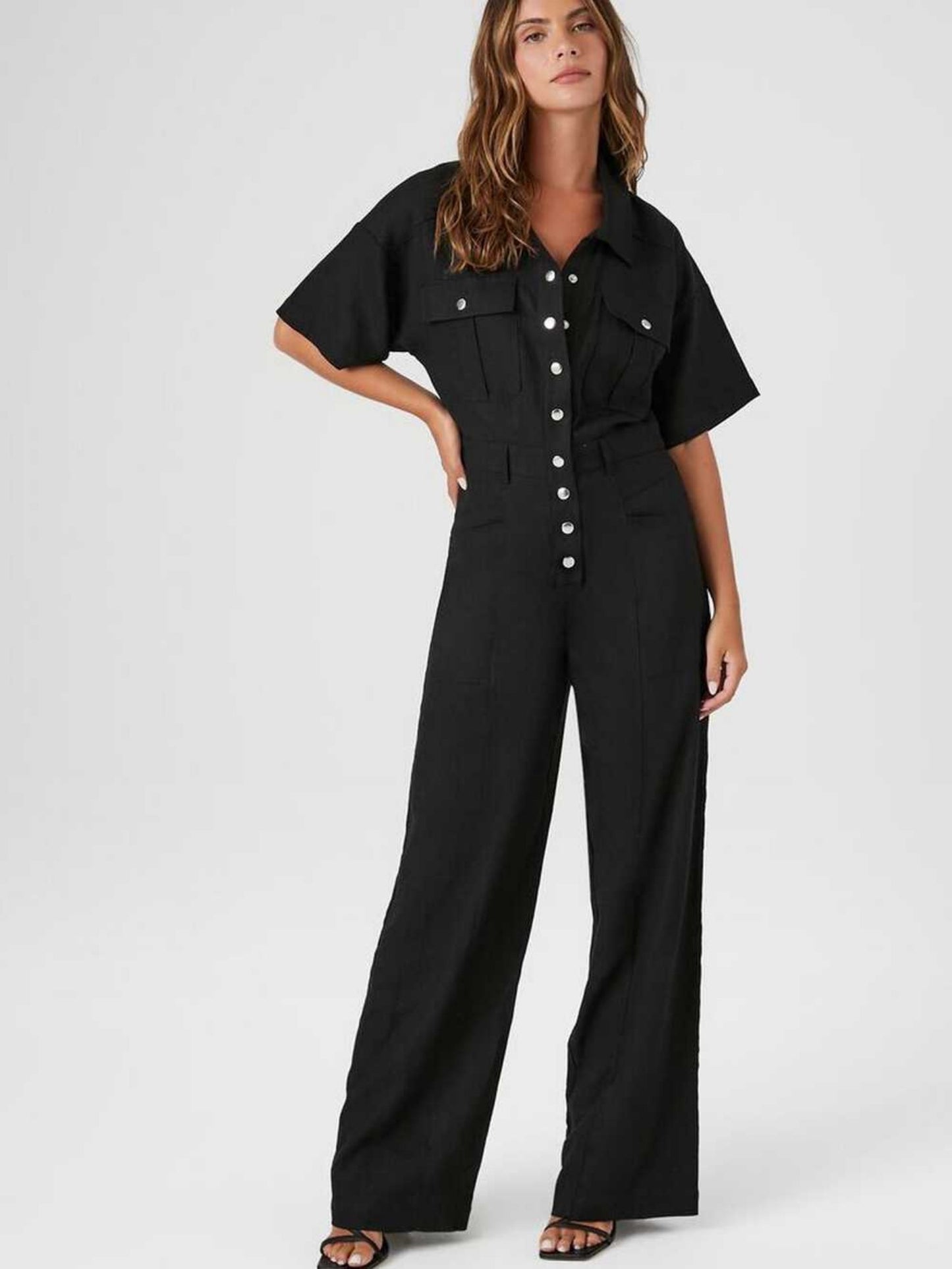 Flip Pocket Tencel Leinen Jumpsuit für Damen