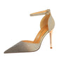 Women's High Heel Shallow Mouth Pointed Toe Colorblock Shoes
