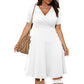 Plus Size Solid Color And V-neck Fashion Casual Fat Woman Commuter Short Sleeve