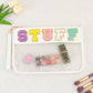 Snack Storage Bag Transparent Pvc Zipper Embroidery Lettered Make-up Bag