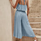 One-Piece Outfit Beach Style Striped Wide Leg Trousers Casual Suit
