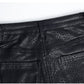 Black Pu High Waist Velvet Padded Faux Leather Pants