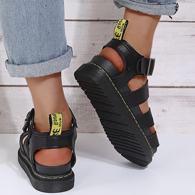 Buckle Sandals Flat PlatformThick Bottom Shoes Women Summer