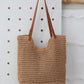 Borsa a mano in paglia leggera intrecciata a maglia cava casual da spiaggia