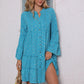 New Printed Bronzing Pleated Flared Long Sleeve Dress Summer Button Design Loose Dresses Fashion Womens Clothing