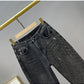 Jeans larghi da donna in cotone elasticizzato a vita alta snellenti con strass caldi