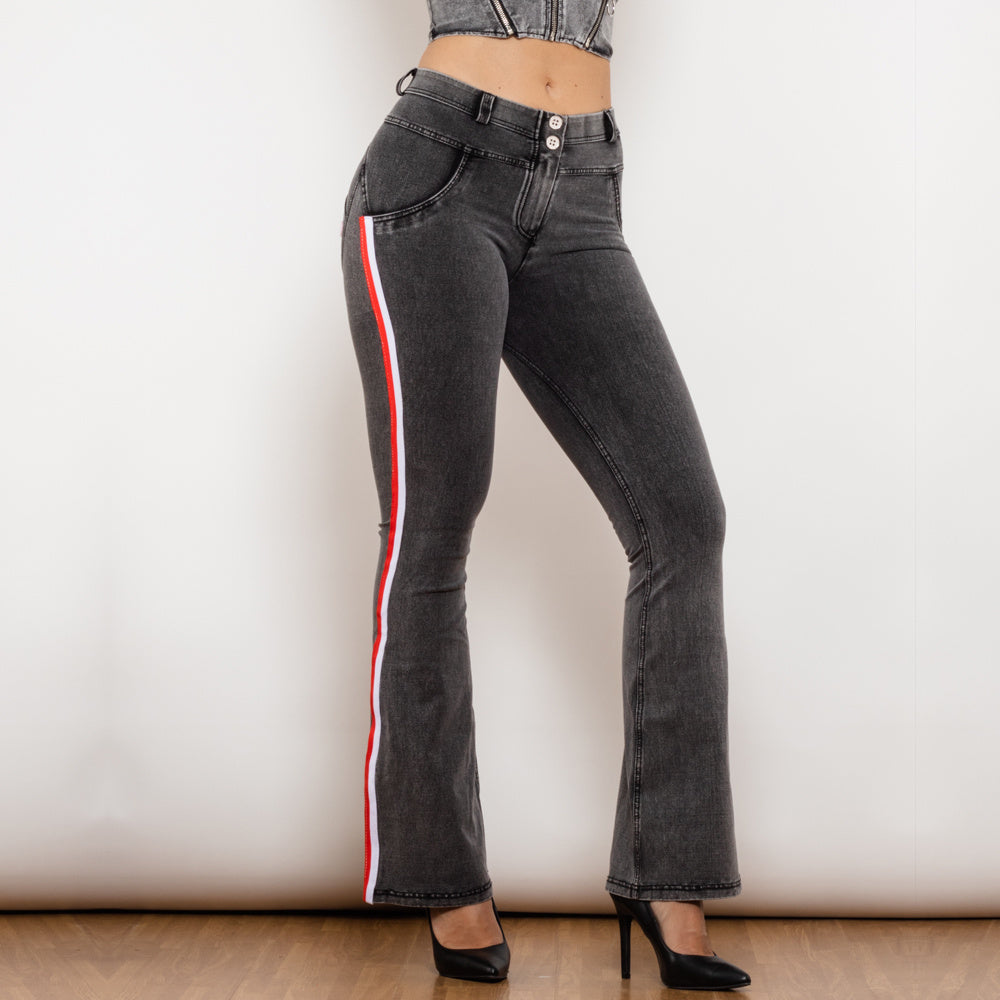 Leggings Donna Sexy Push Up Jeans Denim Pantaloni Svasati