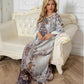 Elegante abito Abaya a maniche lunghe con stampa floreale