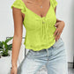 Casual Short Top Lace Lace Band V-neck Top