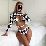 Bikini a maniche lunghe da donna, tre pezzi