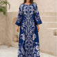 Elegant Floral Print Long Sleeve Abaya Dress