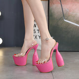 Kürbis Dicke, hochhackige, transparente Plateau-Sandalen mit Fischmaul