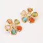Bunter Opal Hammered Flower Ohrringe Anzug