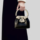 Borsa a secchiello con fiocco a contrasto di colore, da donna, plissettata