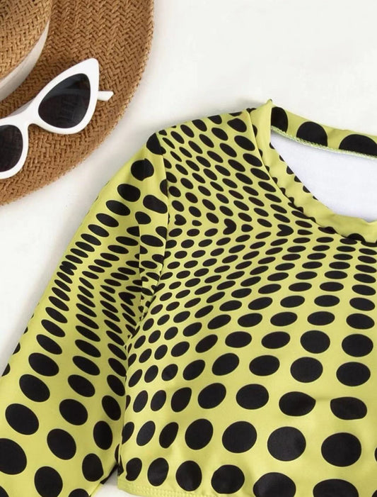 Dreiteiliger Badeanzug mit Polka Dots für Damen