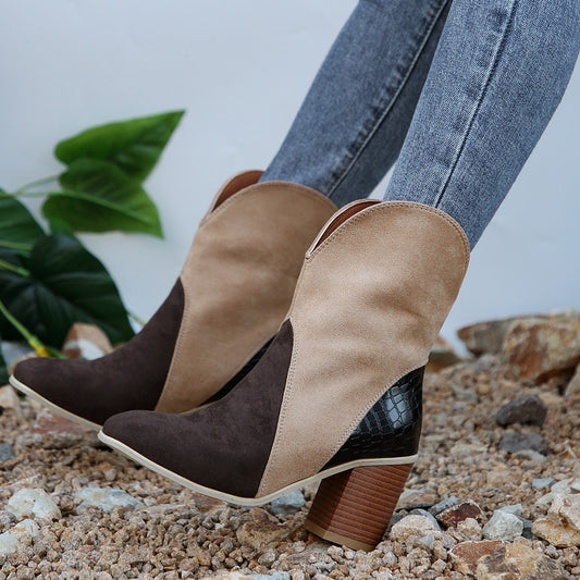 Absatzstiefeletten mit halbhohem Absatz für Damen Herbst- und Winterschuhe