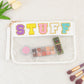 Snack Storage Bag Transparent Pvc Zipper Embroidery Lettered Make-up Bag