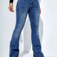 Women's Slim-fit Jeans Pants With Flared Design Fashion Casual High Waist Stretch Trousers