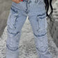 Lässige Jeans für Damen mit Taschen und Diamant-Overalls