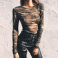 Durchsichtiges Camouflage-T-Shirt für Damen