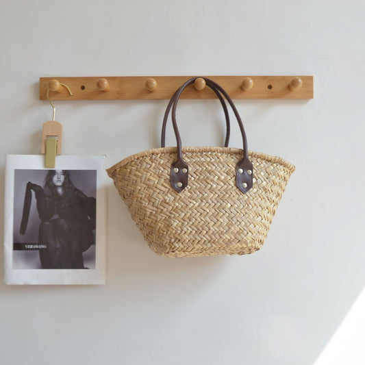 Hand-woven Water Grass Handbag Vintage Shopping Basket Bag