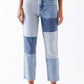 Cotton Stitching Retro Slim Straight Loose Jeans
