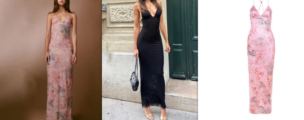 Blumendruck Neckholder Spaghettiträger Kleid Sexy Slim Butterfly Back Dressess Frühling Sommer Damenbekleidung