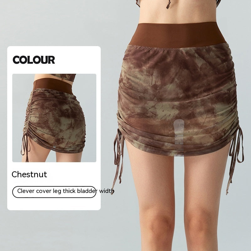 Gonne da yoga in rete tie-dye stampate da donna