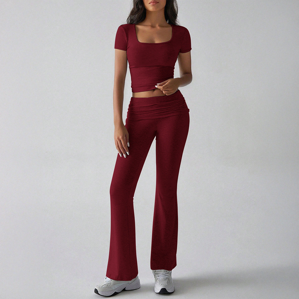 Sport Ombelico T-shirt Pantaloni Lunghi Tuta Abbigliamento Donna