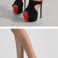 Color Block Peep Toe High Heels
