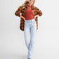 Women's High Waist Button Row Elastic Denim Pants