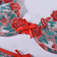 Completo da donna in tre pezzi con ricamo a forma di rosa