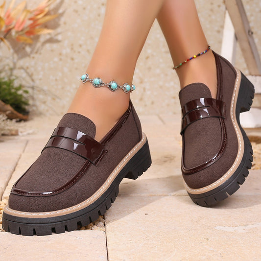 Mocassini con plateau e tacco spesso opaco casual taglie forti