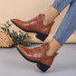 Autumn And Winter Plus Size Women's Wedge Temu Vintage Leather Shoes