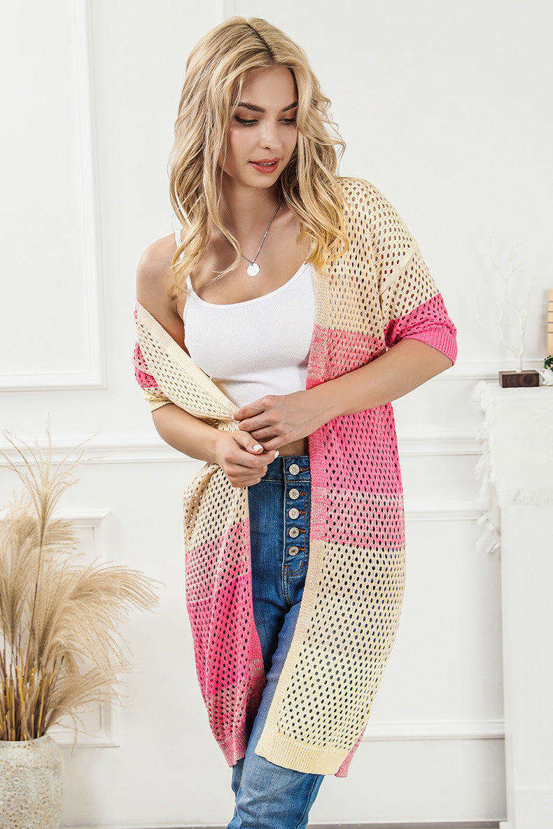 Copricostume da spiaggia lavorato a maglia con filo, stile casual e ampio, con protezione solare, abbinato