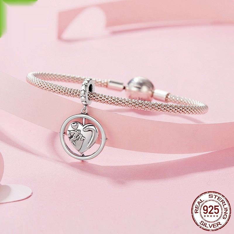 Anhänger „Eine Familie aus drei“ aus 925er Silber mit Herz-Perlen