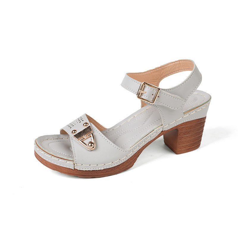 Gesicht Schnalle Chunky Heel High Heel Sandalen Weiblich