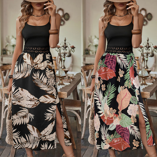 Modisches Kleid mit Spaghettiträgern und Nähten im Taillenbereich für Damen