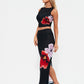 Sleeveless Printed Hip Slit Skirt Set