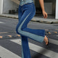 Fashion Stitching Contrast Color Denim Bell-bottom Pants Women