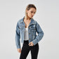 Giacca a maniche lunghe in denim da donna, modello alla moda