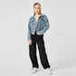 Giacca da donna in denim a maniche lunghe con design alla moda