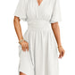 V-neck Short-sleeved Dress Fashion Bell-sleeved Dress Summer Womens Clothing
