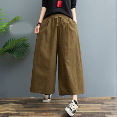 Leggings casual larghi in lino da donna