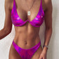 Serpentine glitter steel underpinning bikini triangle swimsuit
