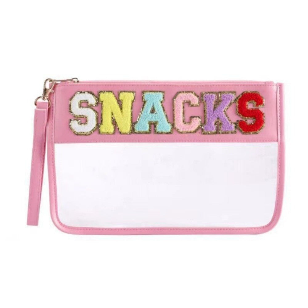 Snack Storage Bag Transparent Pvc Zipper Embroidery Lettered Make-up Bag